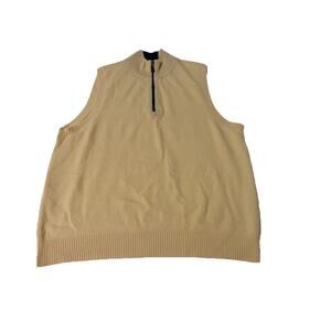 Kinross Cashmere Men’s L Vest Full Zip Butter Yellow Mock Neck